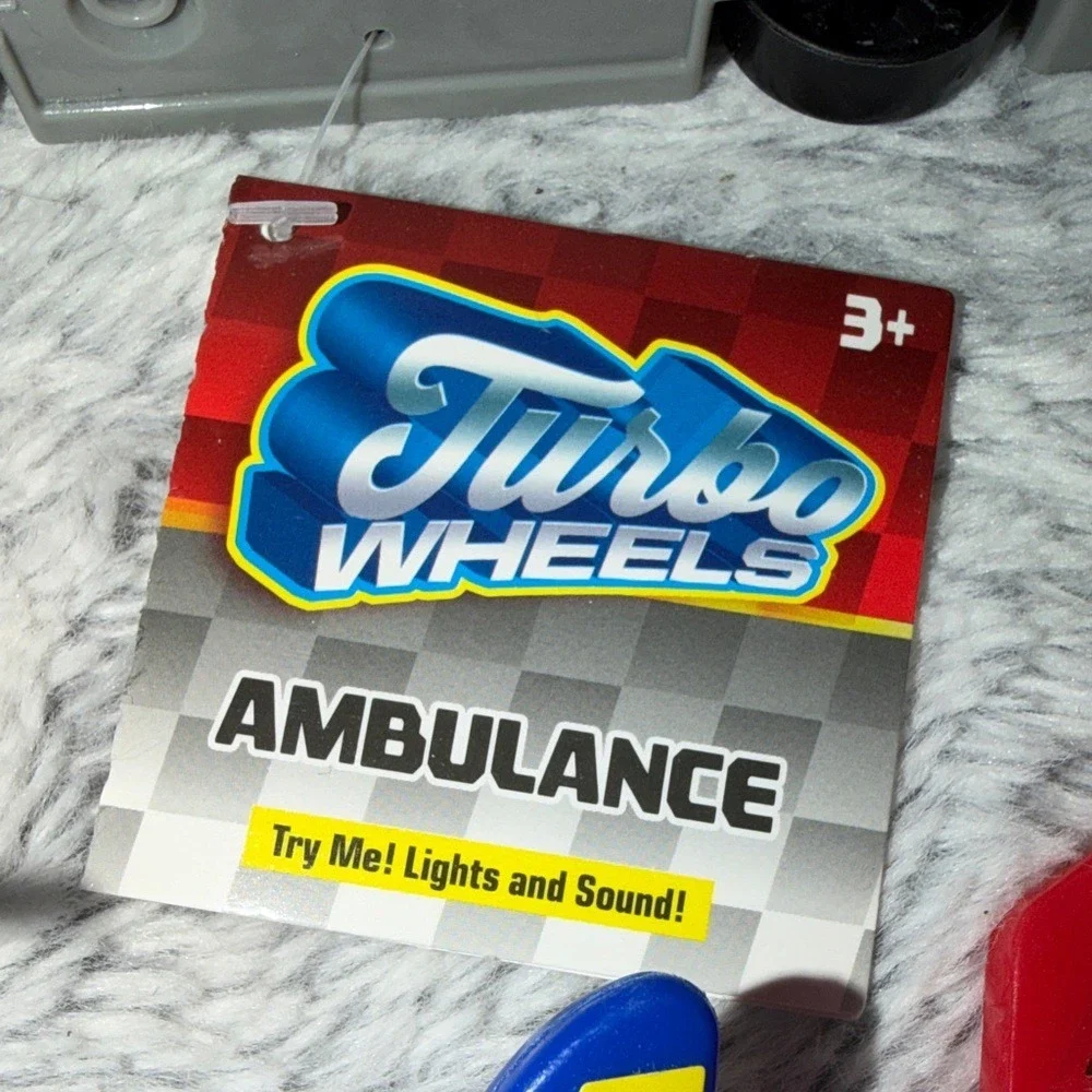 Turbo Wheels Emergency Vehicle Set Fire Truck Ambulance Helicopter Lights Sound
